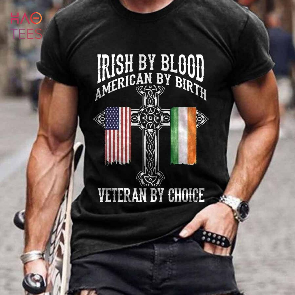 Men's Irish By Blood Veteran By Choice Veteran St Patty's Day T-Shirt