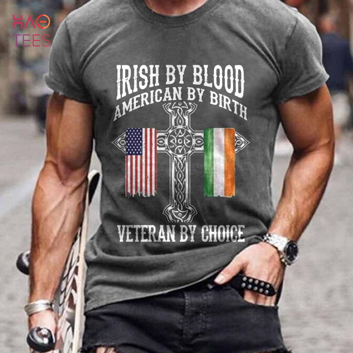 Men's Irish By Blood Veteran By Choice Veteran St Patty's Day T-Shirt
