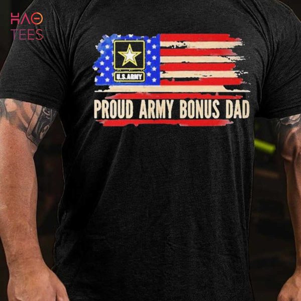 BEST Men’s Proud Army Bonus Dad American Flag Veteran T-Shirt