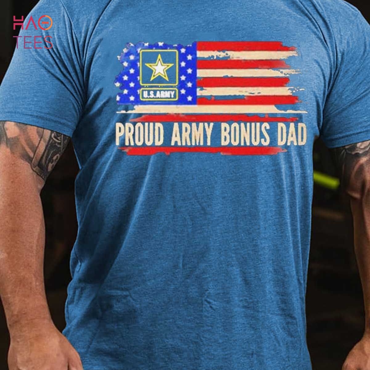 BEST Men's Proud Army Bonus Dad American Flag Veteran T-Shirt