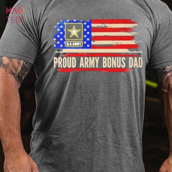 BEST Men’s Proud Army Bonus Dad American Flag Veteran T-Shirt