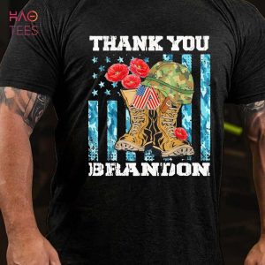 Men’s Thank You Brandon Veterans Combat Boots Poppy Flower Shirt