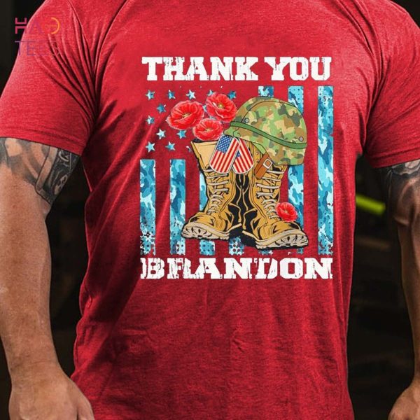 Men’s Thank You Brandon Veterans Combat Boots Poppy Flower Shirt