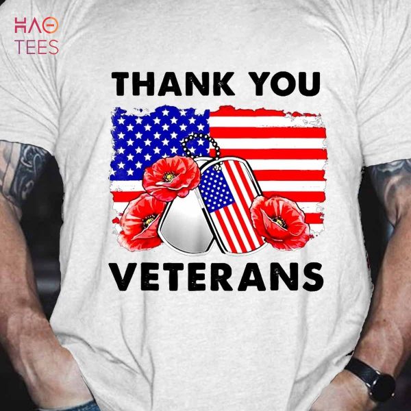 Men’s Thank You Veterans Combat Boots Poppy Flower Veteran Day Shirt