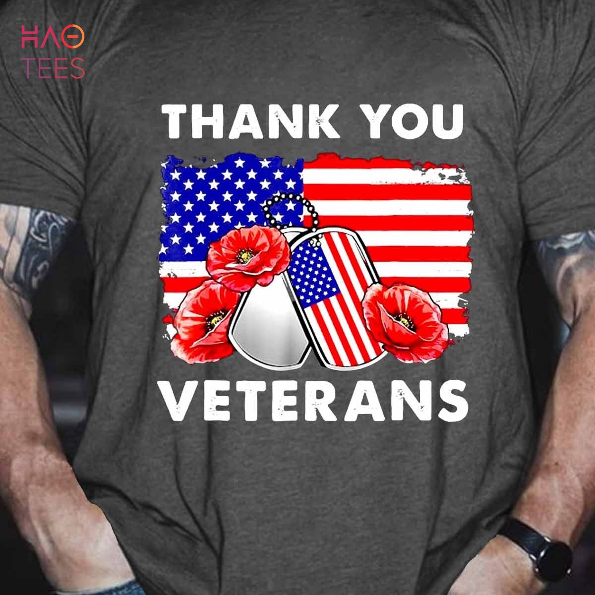 Men's Thank You Veterans Combat Boots Poppy Flower Veteran Day Shirt