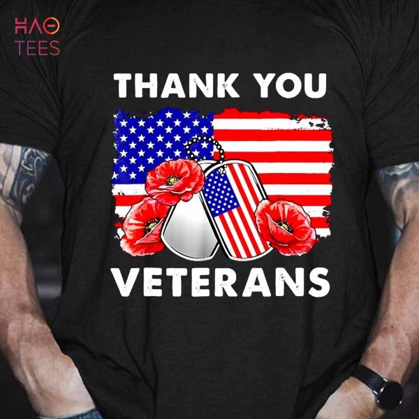 Men’s Thank You Veterans Combat Boots Poppy Flower Veteran Day Shirt
