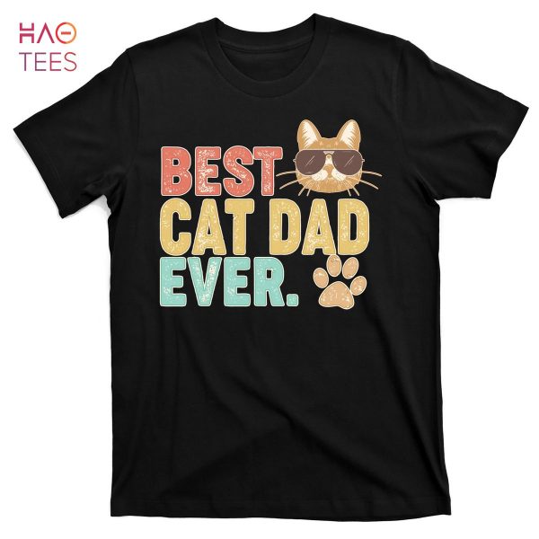 HOT Best Cat Dad Ever Vintage Colors T-Shirts