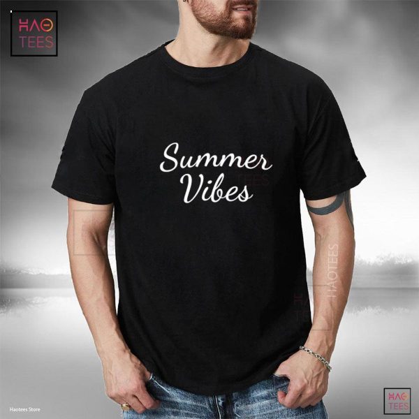 Womens Casual Beach Summer Vibes Lettering Colorful Shirt