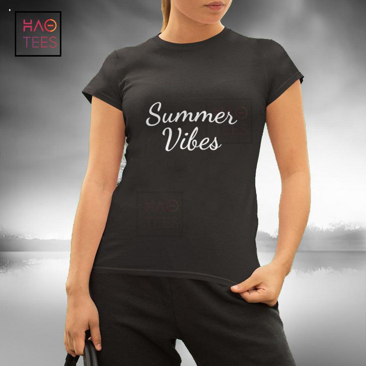 Womens Casual Beach Summer Vibes Lettering Colorful Shirt