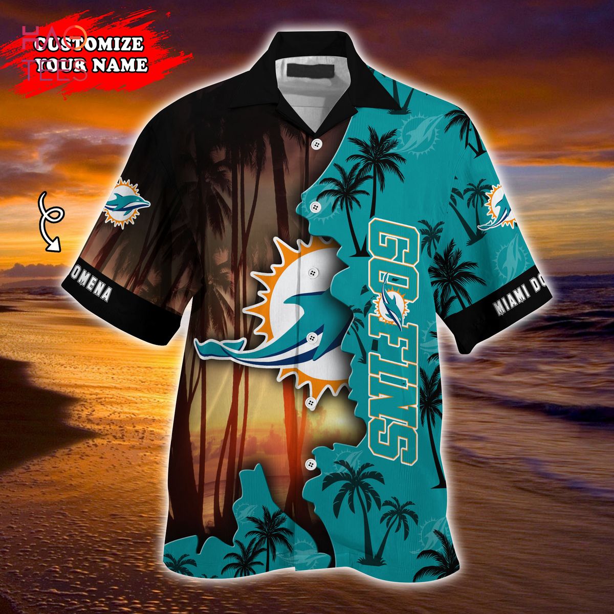 Miami Dolphins Personalized Name And Number NFL 3D Baseball Jersey Shirt  For Fans
