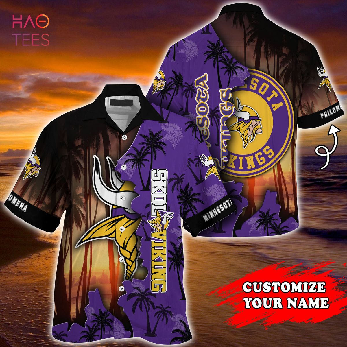 Minnesota Vikings NFL Custom Name Hawaiian Shirt Hot Design For