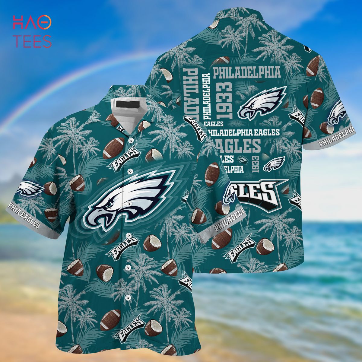 Philadelphia Eagles NFL Hibiscus 2023 AOP Hawaiian Shirt For Men