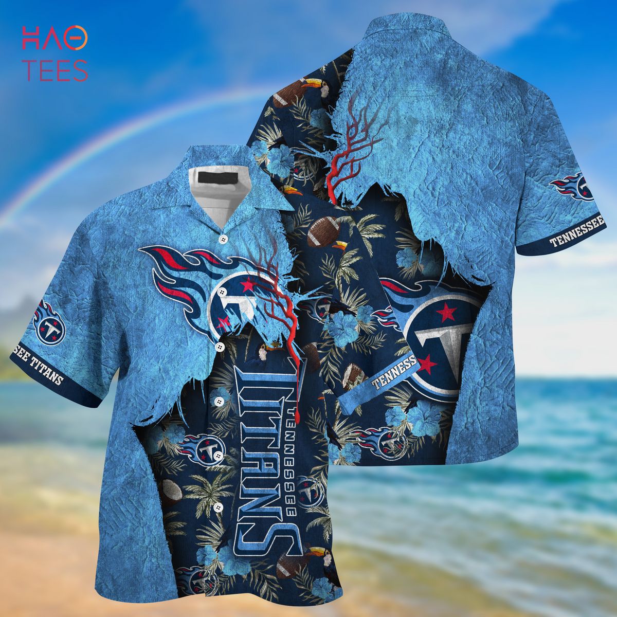 Tennessee Titans NFL And Palm Trees Hawaii Style 3D T-Shirt - Banantees