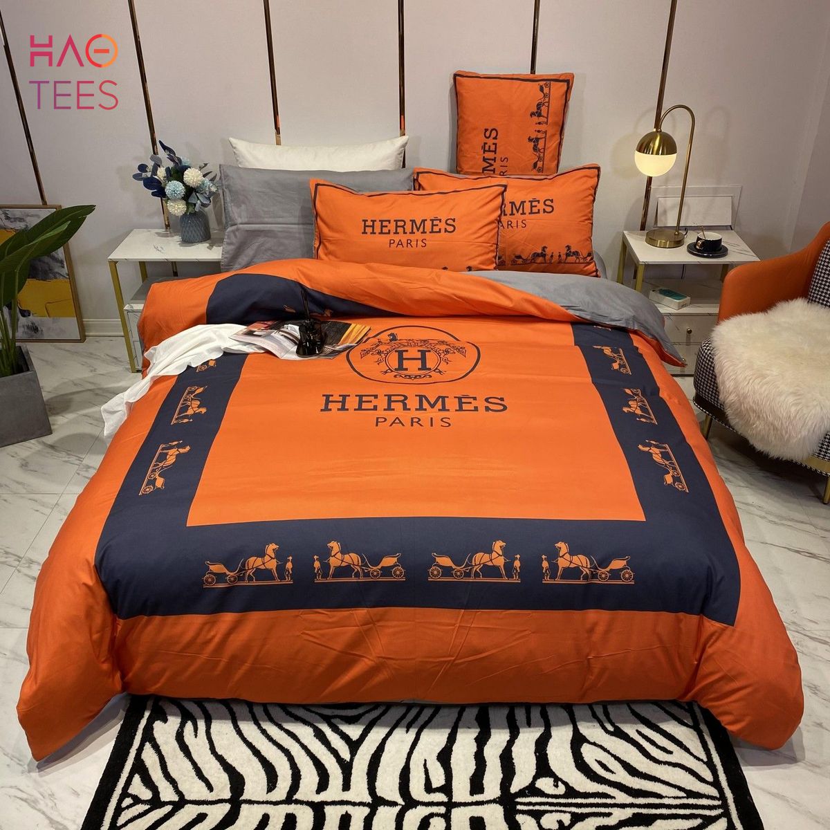 HOT Hermes Paris Luxury Brand Bedding Sets And Bedroom Sets