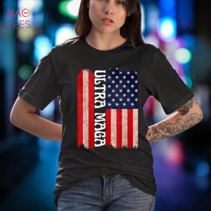 Mens Ultra MAGA Shirt Funny Sarcastic USA Flag Pro Trump Trendy Shirt