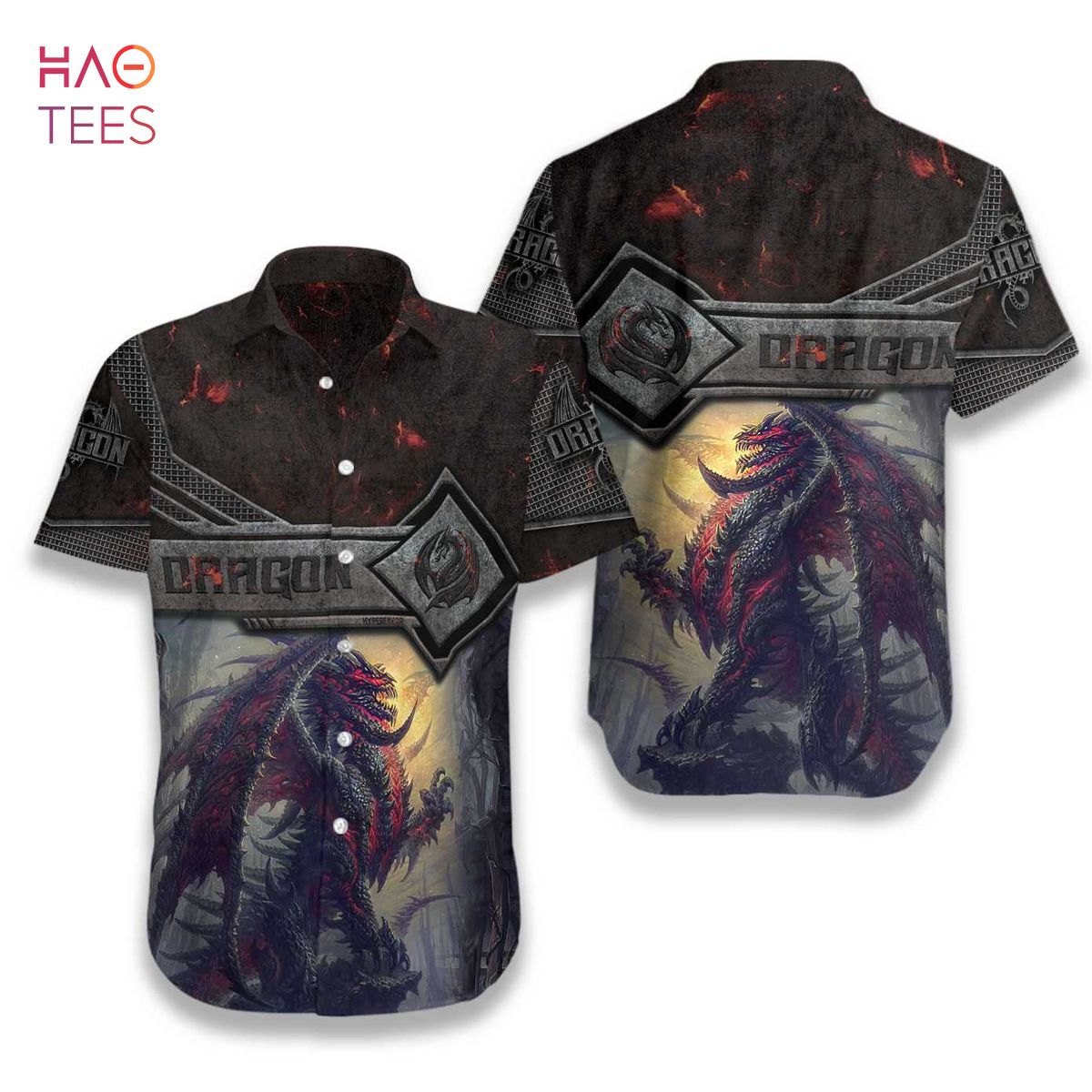 Mighty Dragon Steel Armor Hawaiian Shirt