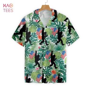 BEST Bigfoot Tropical Hold Usa Flag Hawaiian Shirt