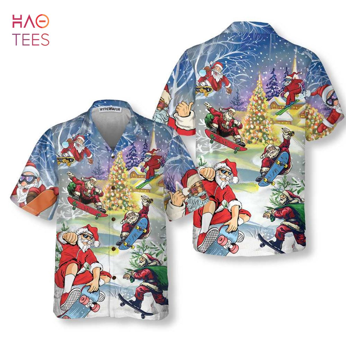 NEW Christmas Come On Skateboard With Santa Hawaiian Shirt NEW Christmas Come On Skateboard With Santa Hawaiian Shirt