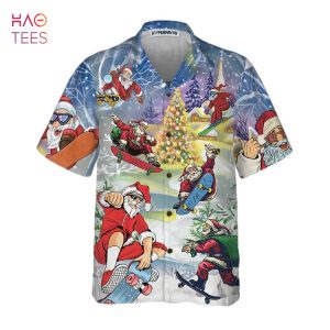 NEW Christmas Come On Skateboard With Santa Hawaiian Shirt