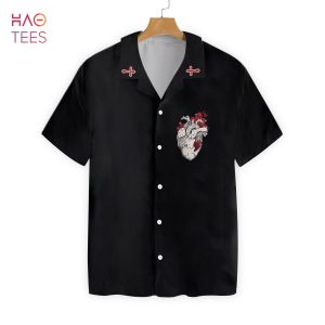 NEW Cross With Styled Heart Goth Hawaiian Shirt