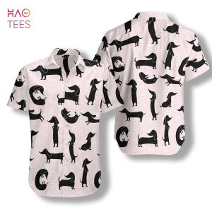 NEW Dachshund Silhouette Pattern Hawaiian Shirt NEW Dachshund Silhouette Pattern Hawaiian Shirt