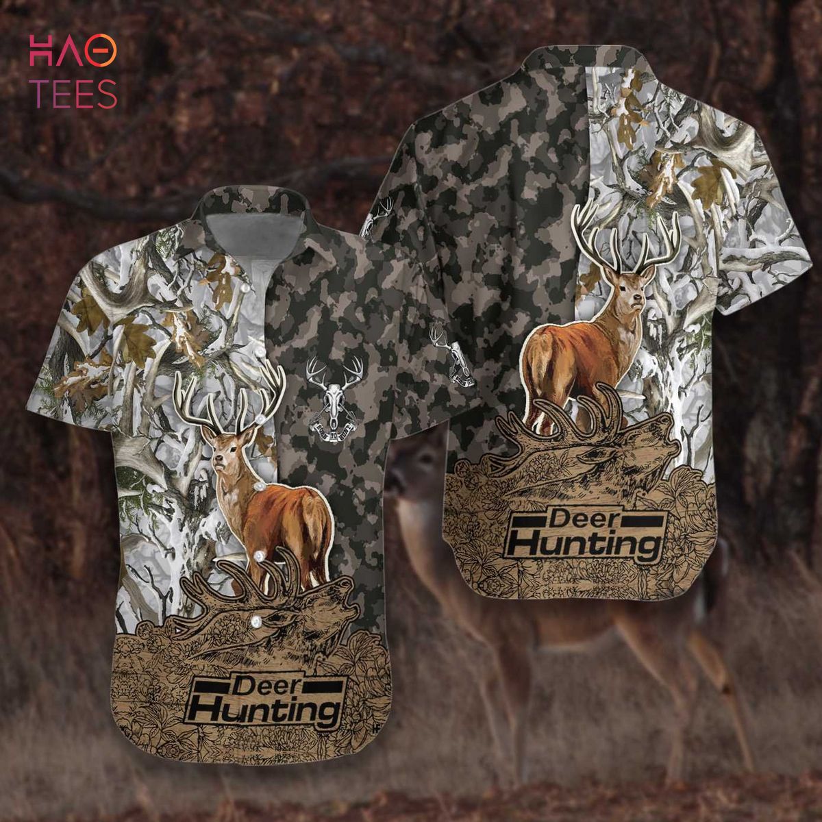 NEW Deer Camouflage Bow Hunting Archery Hawaiian Shirt