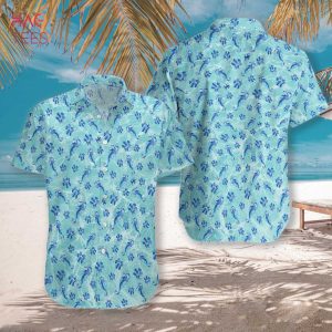 NEW Dog Paw And Hippocampus Seamless Hawaiian Shirt NEW Dog Paw And Hippocampus Seamless Hawaiian Shirt