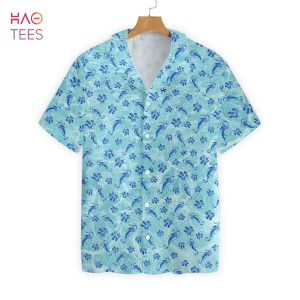 NEW Dog Paw And Hippocampus Seamless Hawaiian Shirt