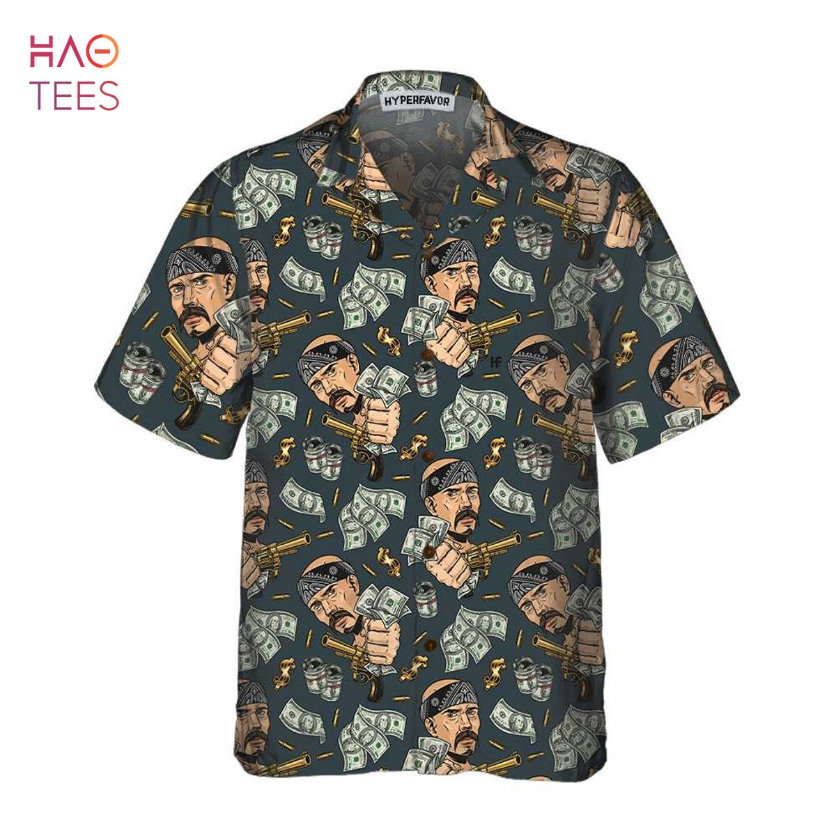 NEW Dollar Bill And Gun Hawaiian Shirt NEW Dollar Bill And Gun Hawaiian Shirt