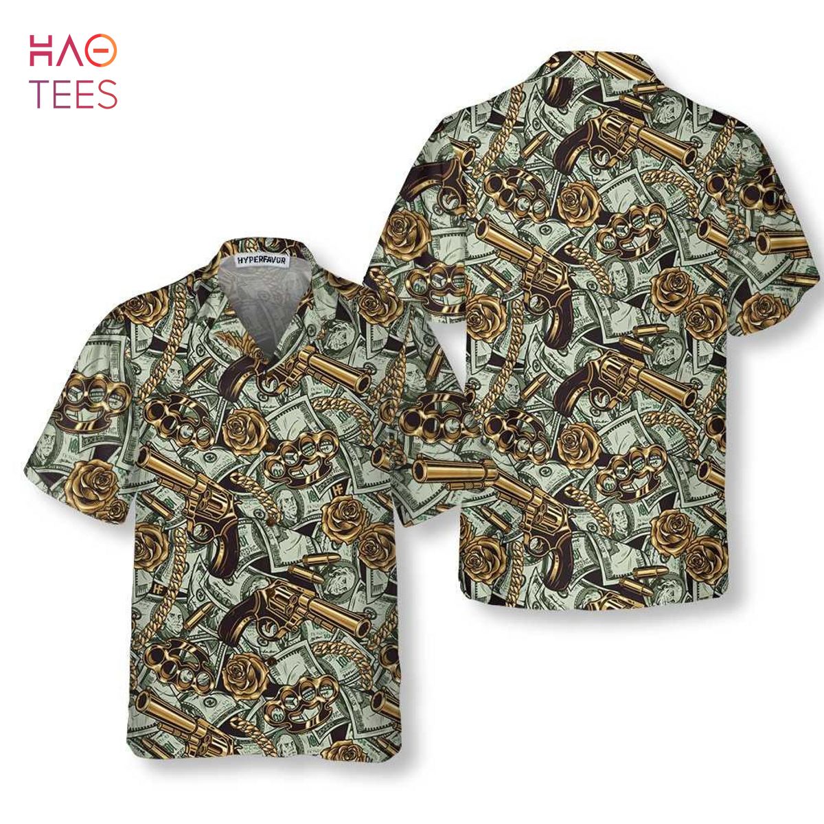 NEW Gangster And Money Vintage Seamless Pattern Hawaiian Shirt