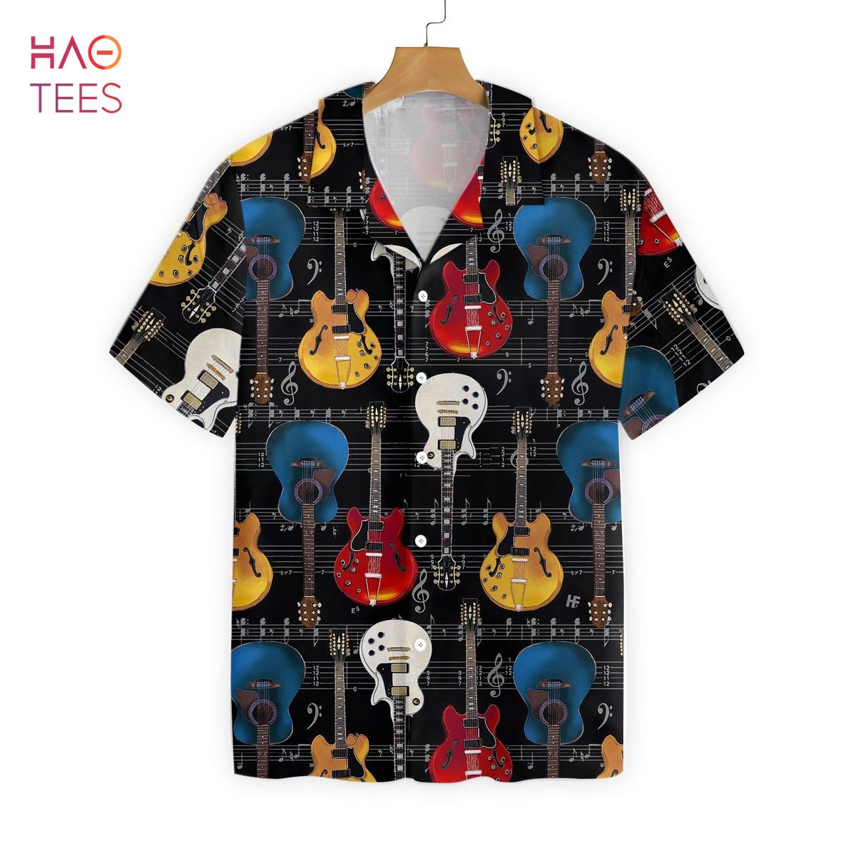 NEW Guitar Pattern Hawaiian Shirt