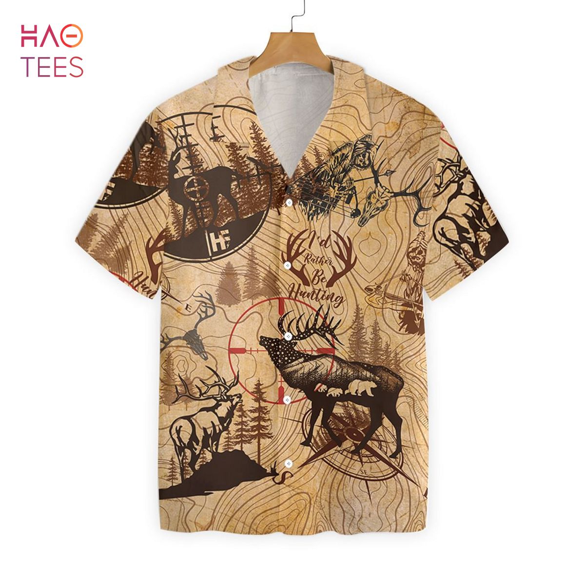 NEW I'D Rather Be Hunting Hawaiian Shirt NEW I'D Rather Be Hunting Hawaiian Shirt