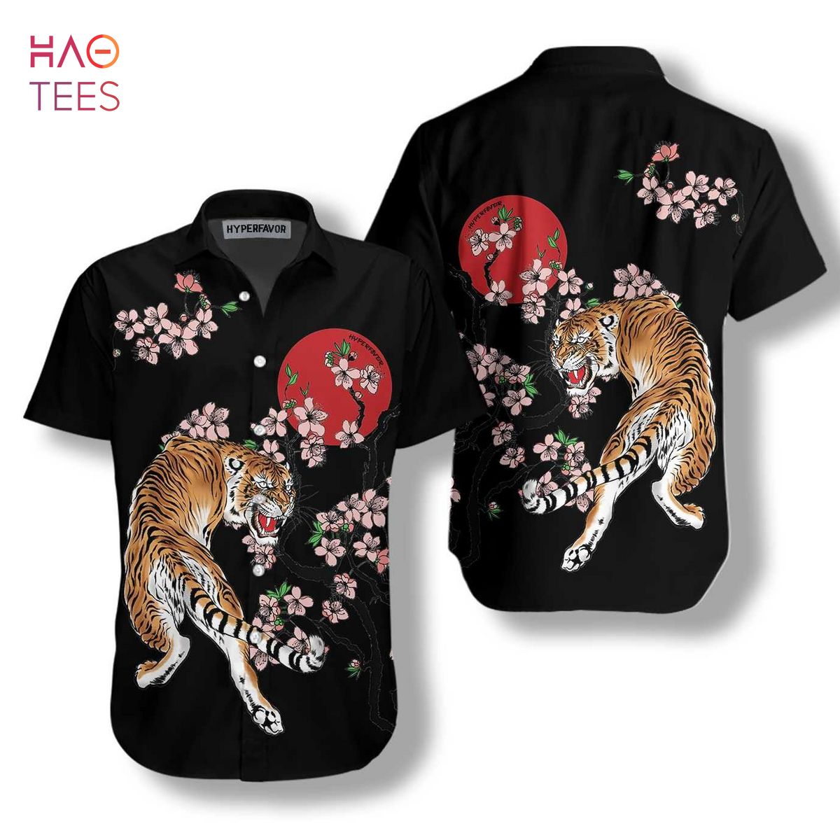 NEW Japanese Tiger Sakura Hawaiian Shirt