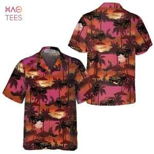 NEW Jeep Tropical Sunset Pattern Hawaiian Shirt NEW Jeep Tropical Sunset Pattern Hawaiian Shirt