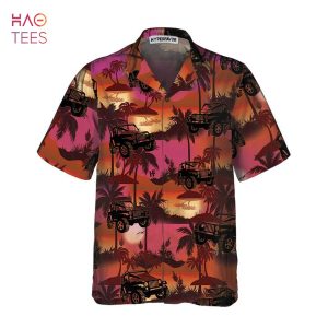 NEW Jeep Tropical Sunset Pattern Hawaiian Shirt
