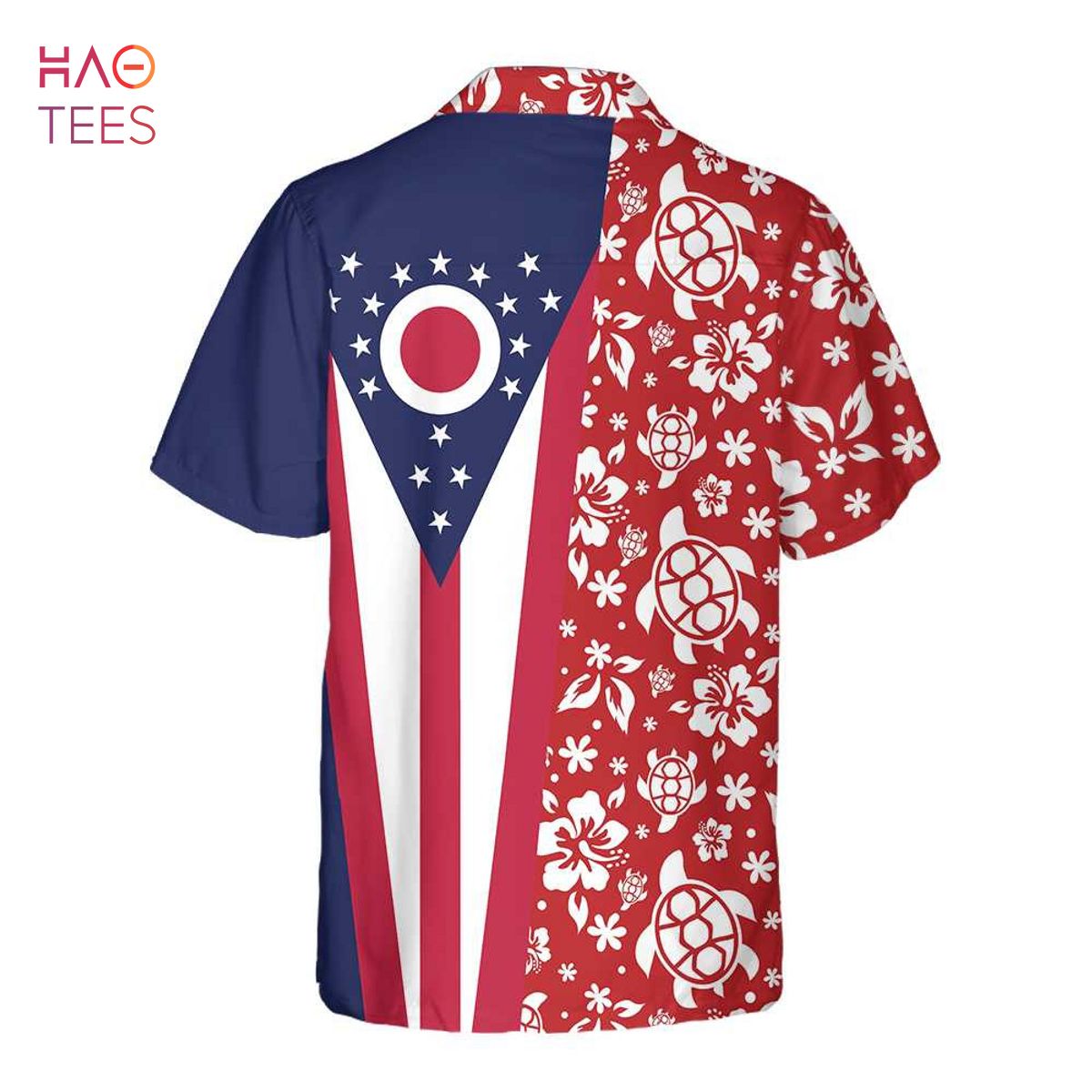 NEW Ohio Flag And Hibiscus Ohio State Hawaiian Shirt NEW Ohio Flag And Hibiscus Ohio State Hawaiian Shirt