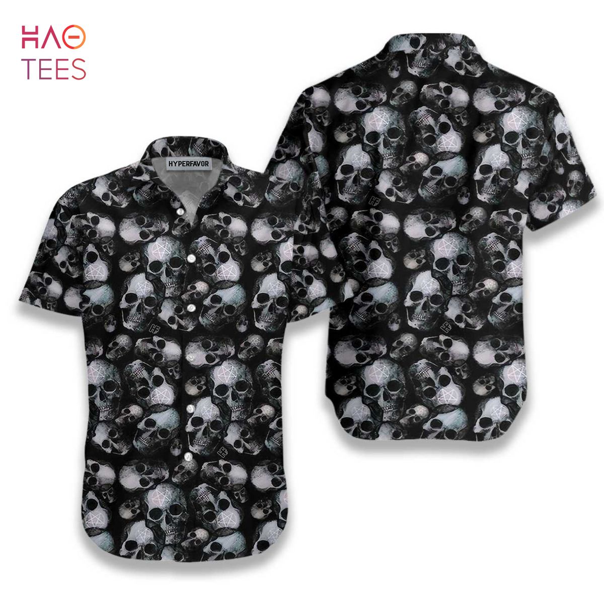NEW Pentagram Gothic Skull Hawaiian Shirt NEW Pentagram Gothic Skull Hawaiian Shirt