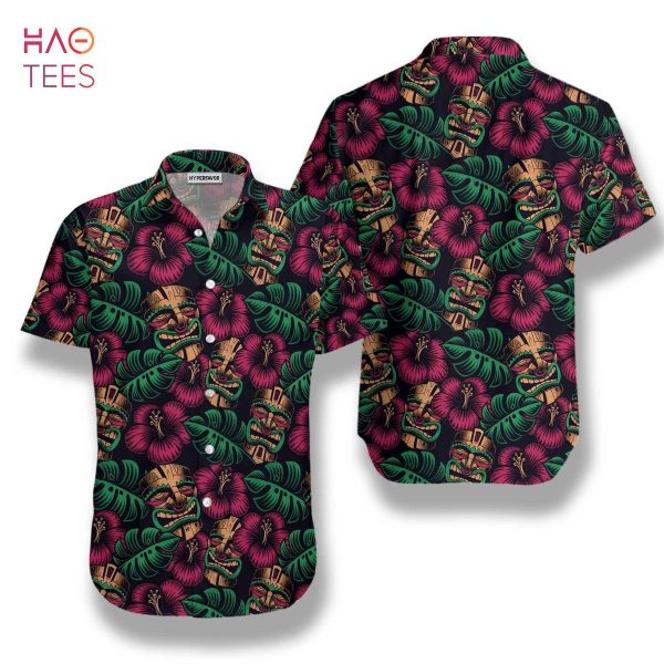 [BEST] Retro Tiki Mask Seamless Pattern Tiki Hawaiian Shirt
