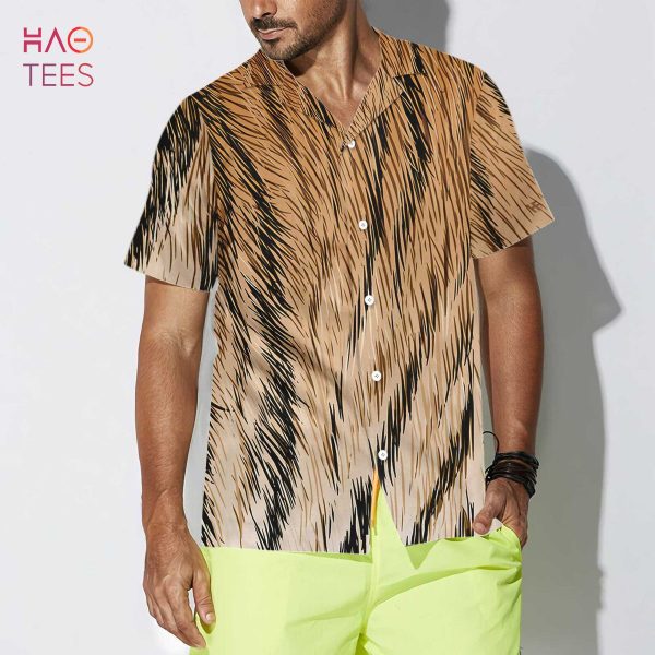 [BEST] Tiger Strip Pattern Hawaiian Shirt