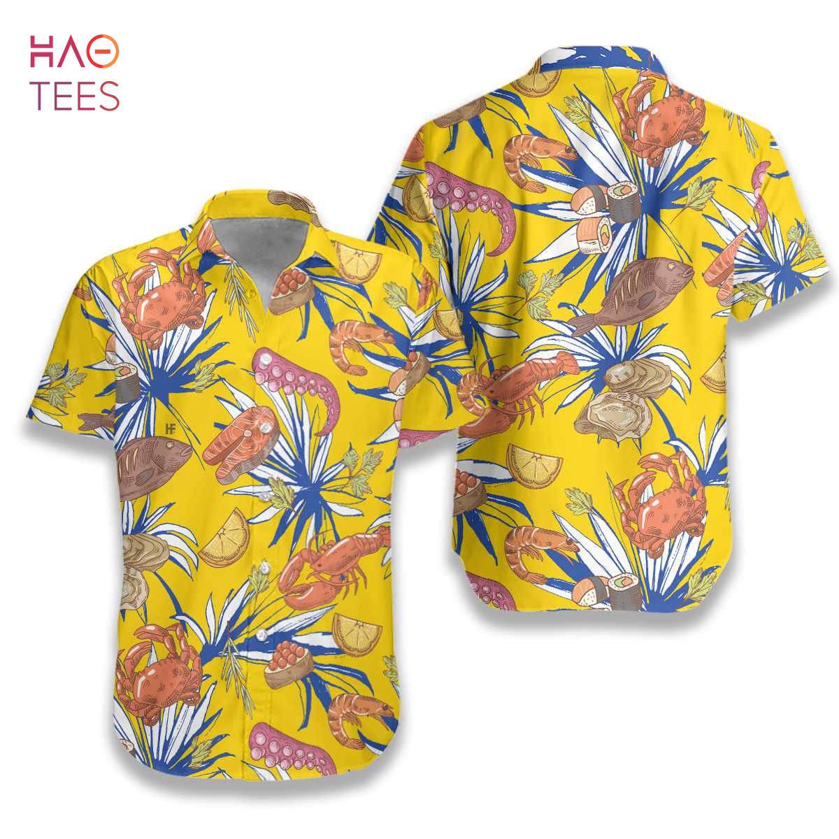 [BEST] Tropical Floral Seafood Hawaiian Shirt