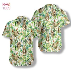 [BEST] Watercolor Sloth And Tropical Plant Hawaiian Shirt