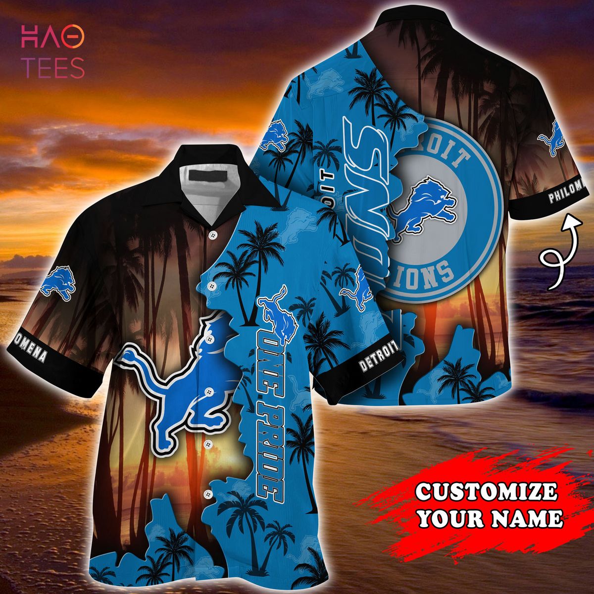 Detroit Lions NFL Customized Summer Hawaiian Shirt And Short