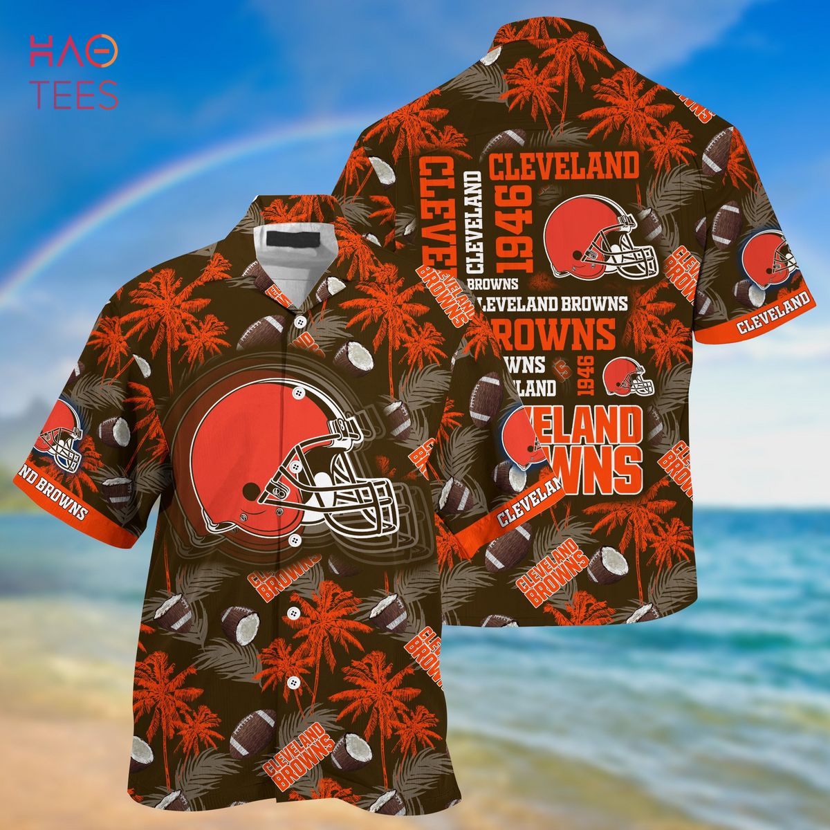 NEW Cleveland Browns NFL Hawaiian 3D Shirt