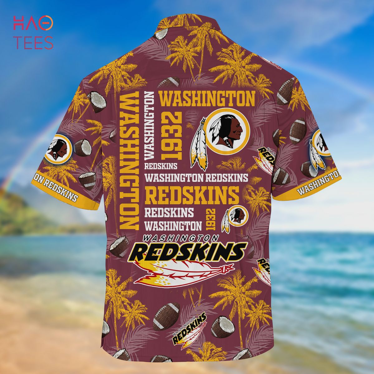 NEW Washington Redskins NFL Hawaiian 3D Shirt