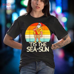 The Sea Sun Santa Sunset Retro Christmas In July Summer Shirt