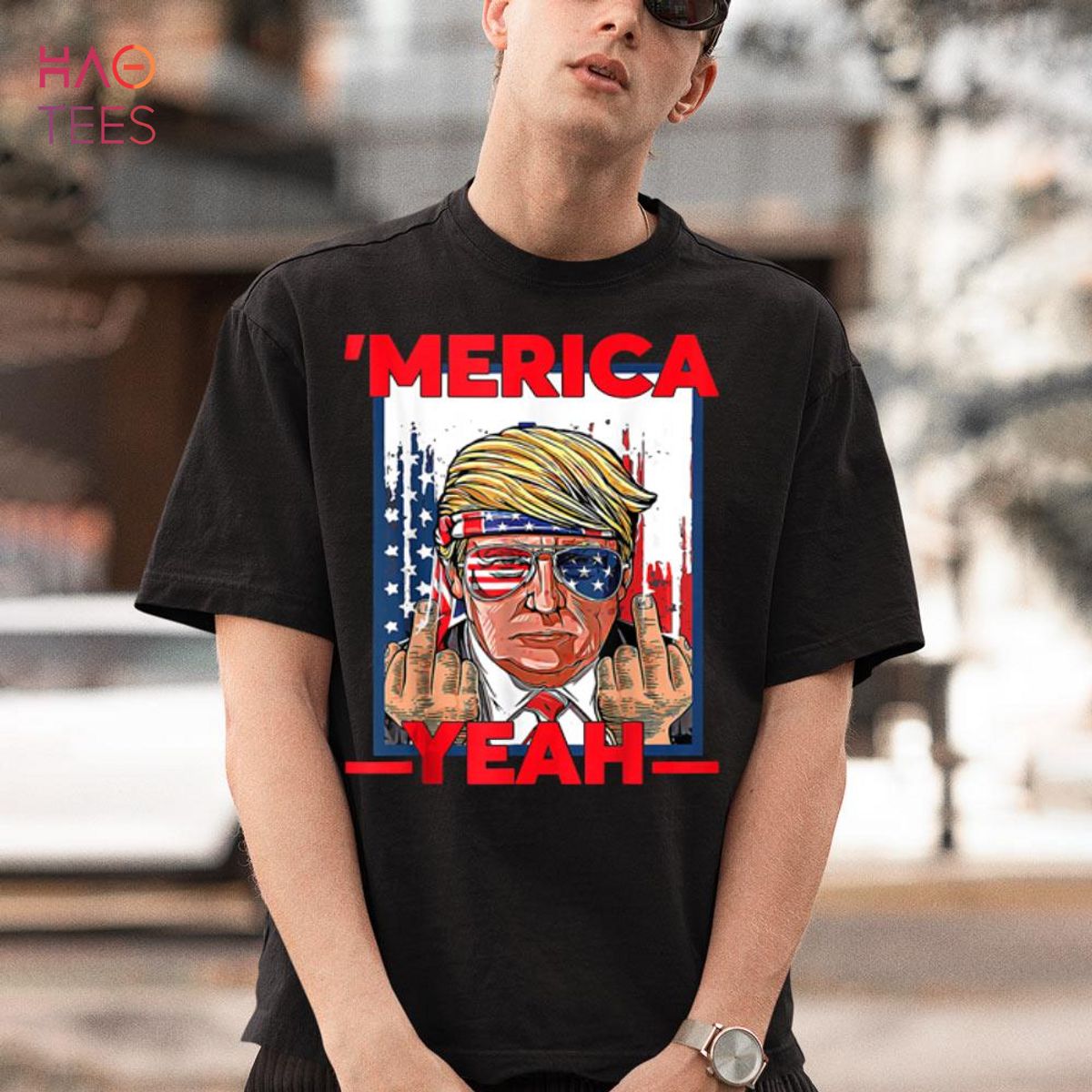 Funny 4th of July Patriotic Donald Trump 'Merica USA Flag Shirt