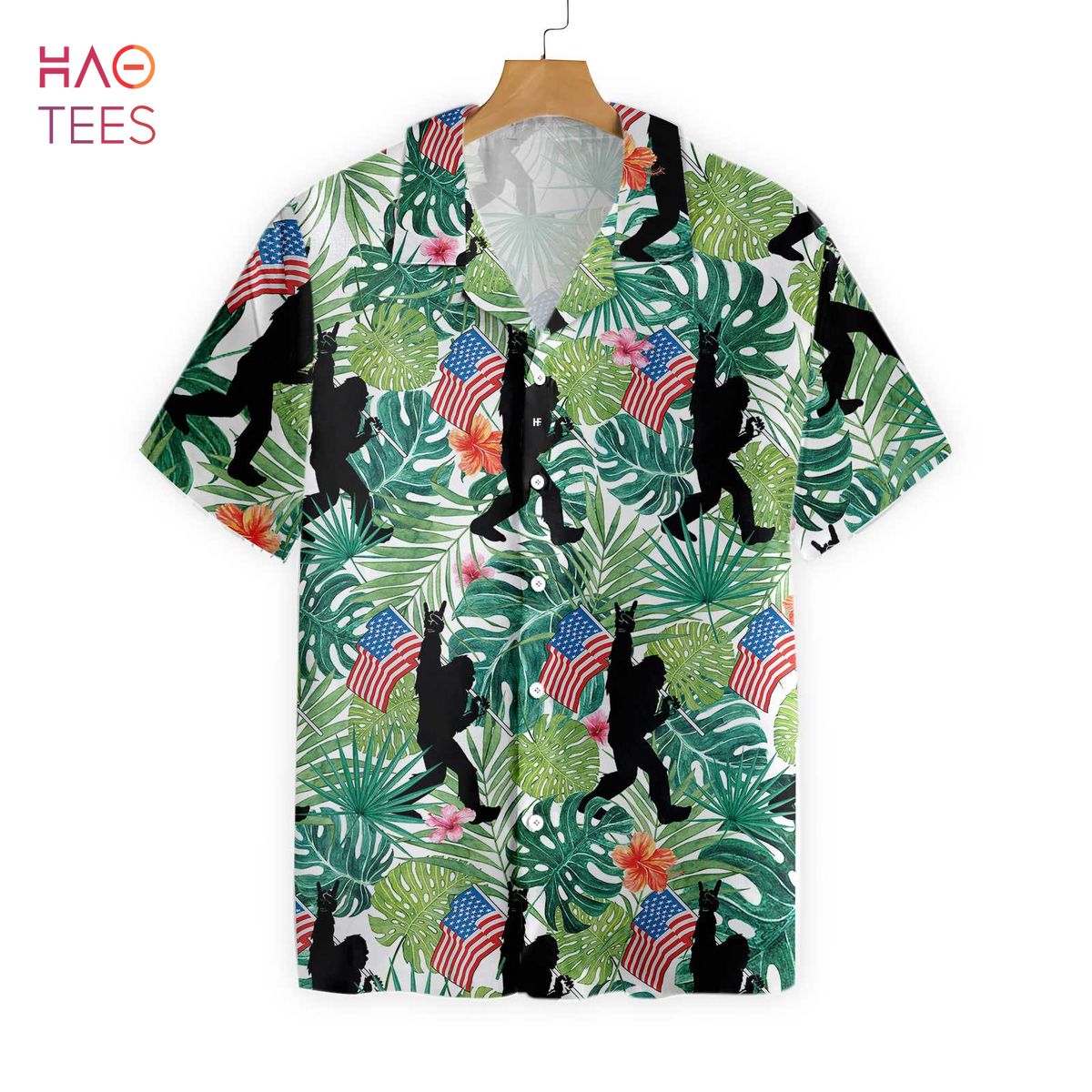 Bigfoot Tropical Hold Usa Flag Hawaiian Shirt Bigfoot Tropical Hold Usa Flag Hawaiian Shirt