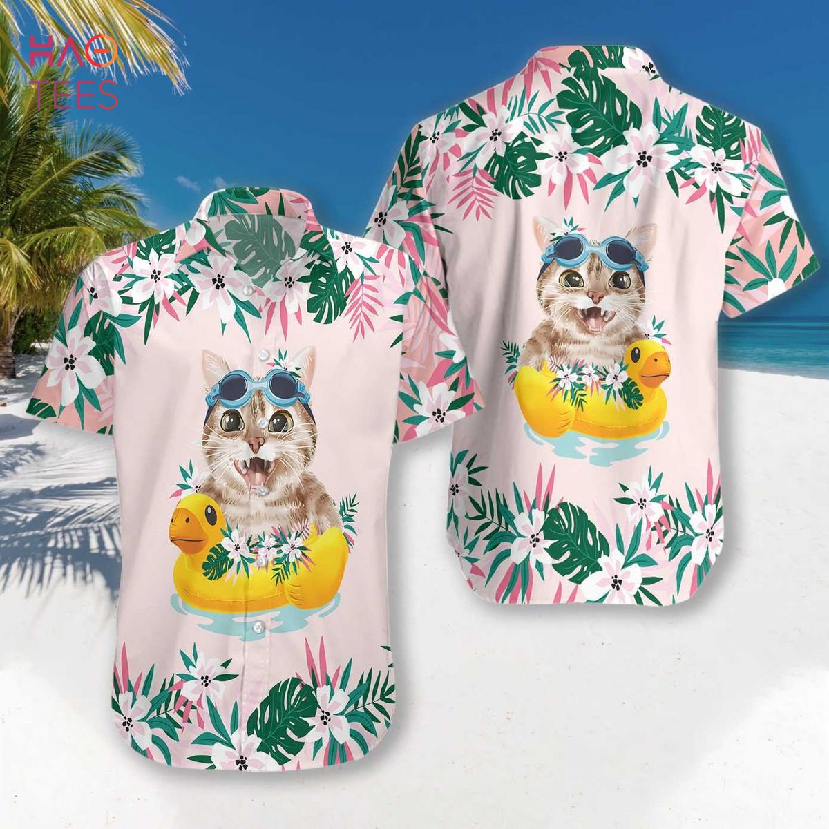 Cat Beach Time Meow Hawaiian Shirt