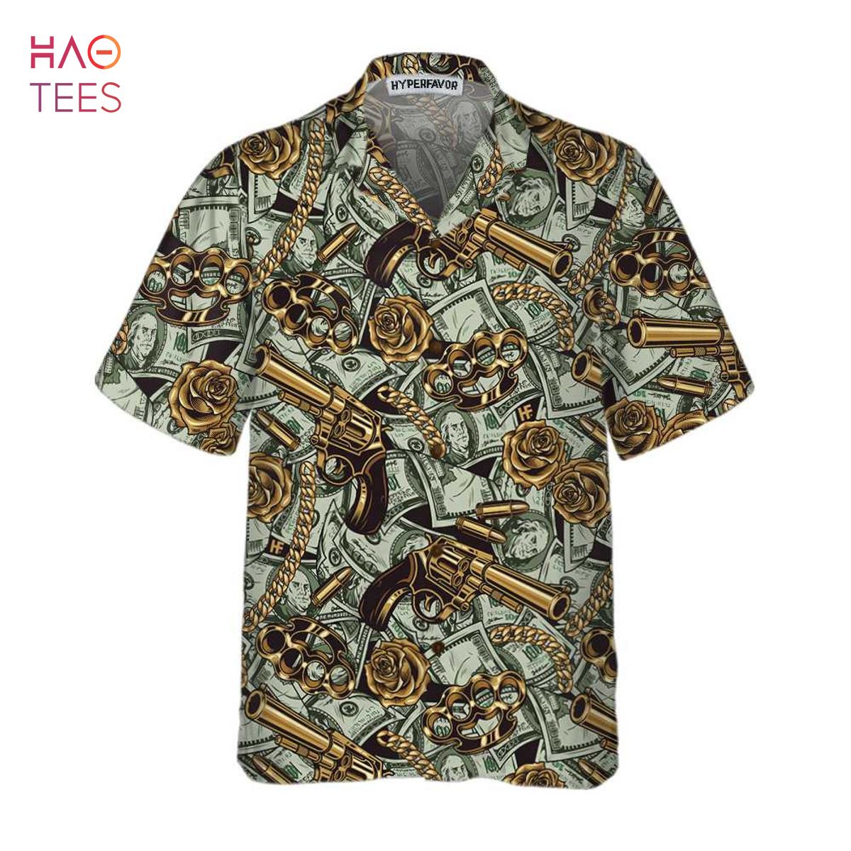 Gangster And Money Vintage Seamless Pattern Hawaiian Shirt