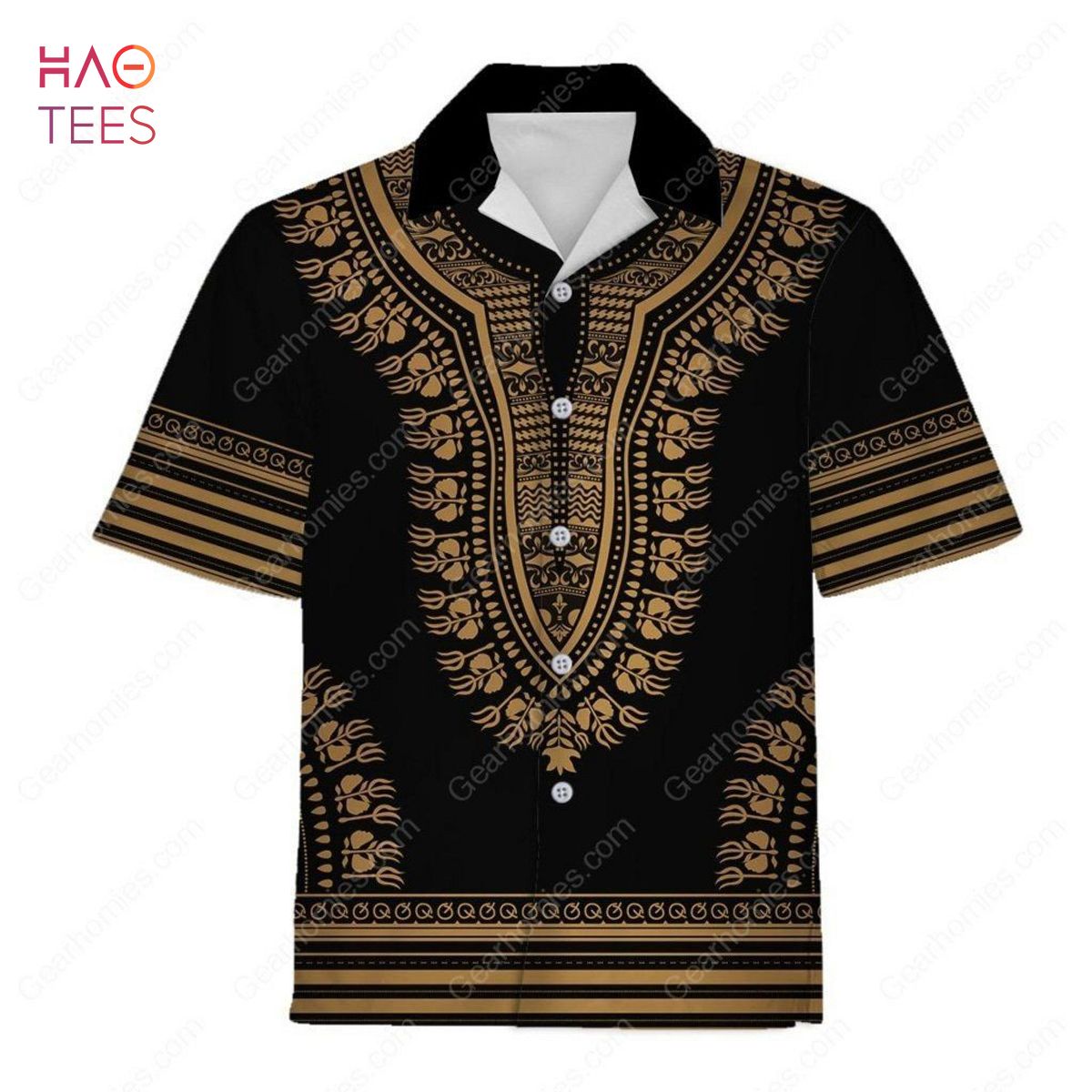 Gold African Dashiki Hawaiian Shirt